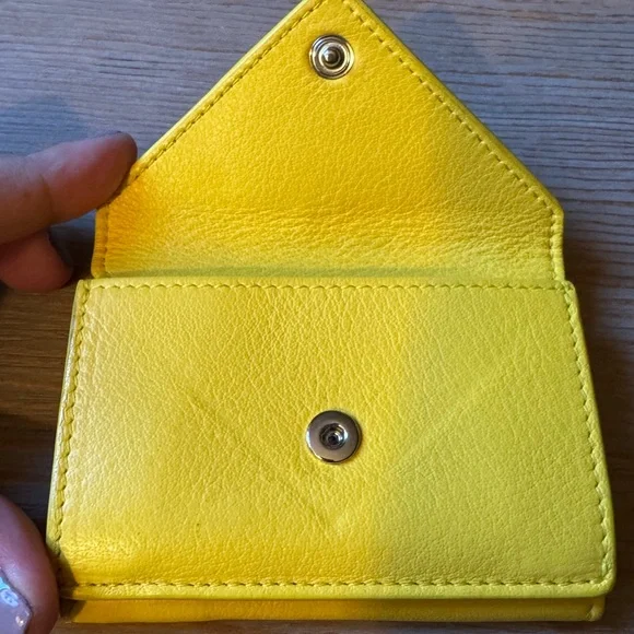 Balenciaga Papier Mini Yellow Leather Wallet - Picture 5 of 8